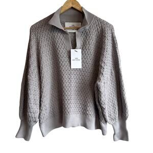 I Love Mr. Mittens Cotton Lace Polo Sweater Stone Grey XS/S